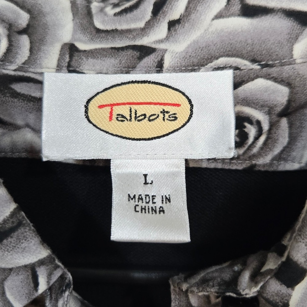 Talbots Layered Sweater Large Vintage Y2K Black Rose Floral V Neck Dark Romantic - Picture 6 of 8
